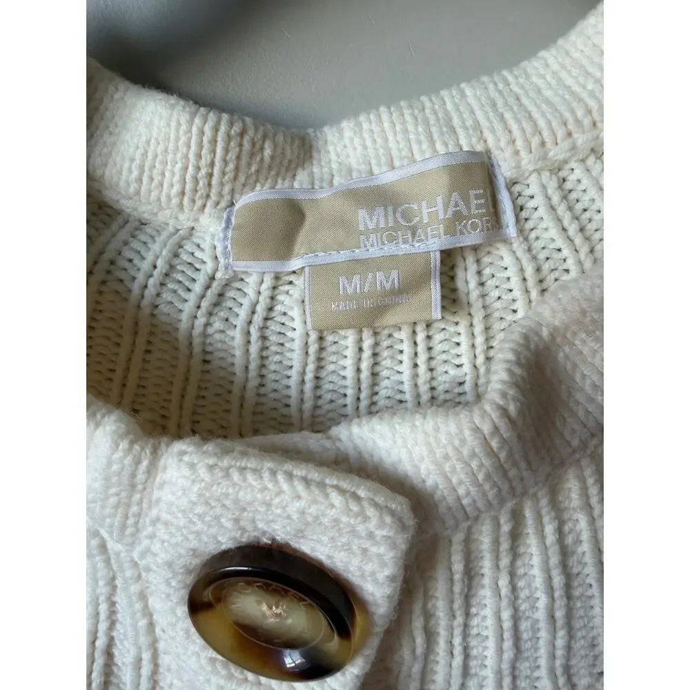 VTG 90s Y2K Michael Kors Chunky Knit Button Up Swing Sweater Sz M Cottagecore